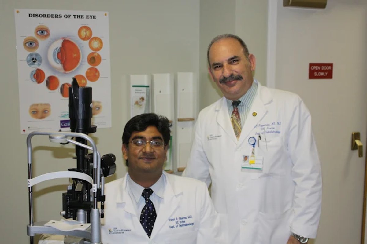 Dr. Vishal Rajan Sharma during fellowship training with a senior ophthalmologist
